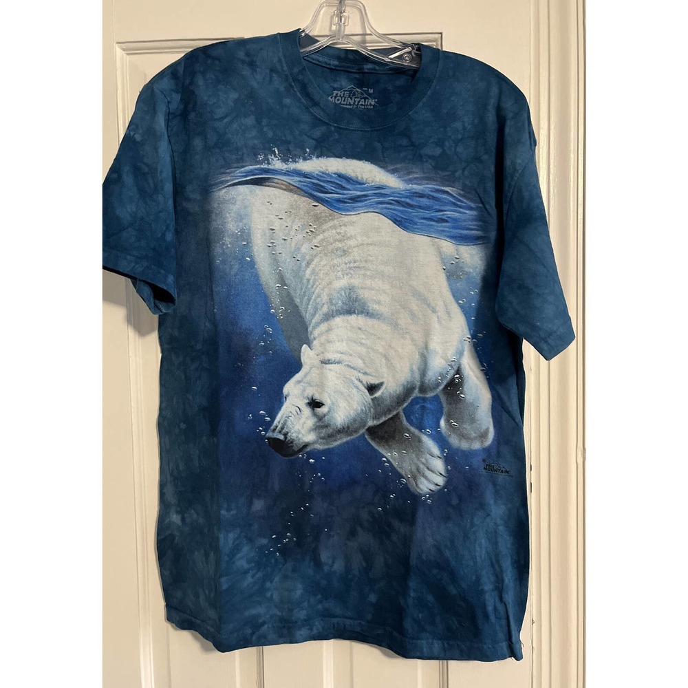 The Mountain Blue Tie Dye Polar Bear Short Sleeve T Shirt Mens Size M